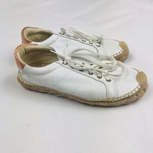 Soludos White Leather Espadrille Sneakers Sz 9